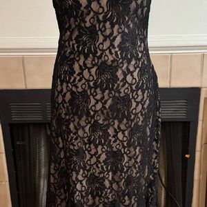 Morgan & Co Black Lace Illusion Dress